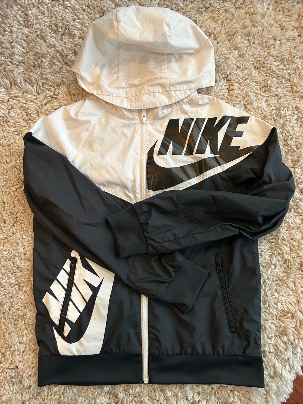 Nike Black and White Colorblock Hooded Jacket - Picture 2 of 5